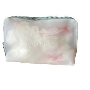 doTERRA Frosted White Cosmetic Bag with Blue Zipper
